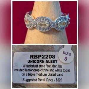 Unicorn Alert Citrine and Topaz Rhodium Plated Ring